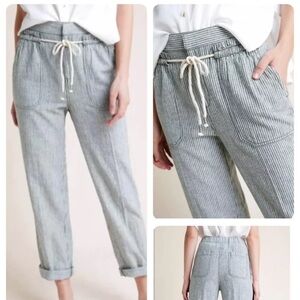 Anthropologie green striped pants large